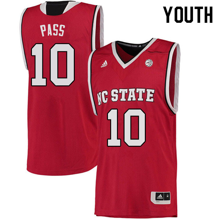 Youth #10 Breon Pass NC State Wolfpack College Basketball Jerseys Sale-Red